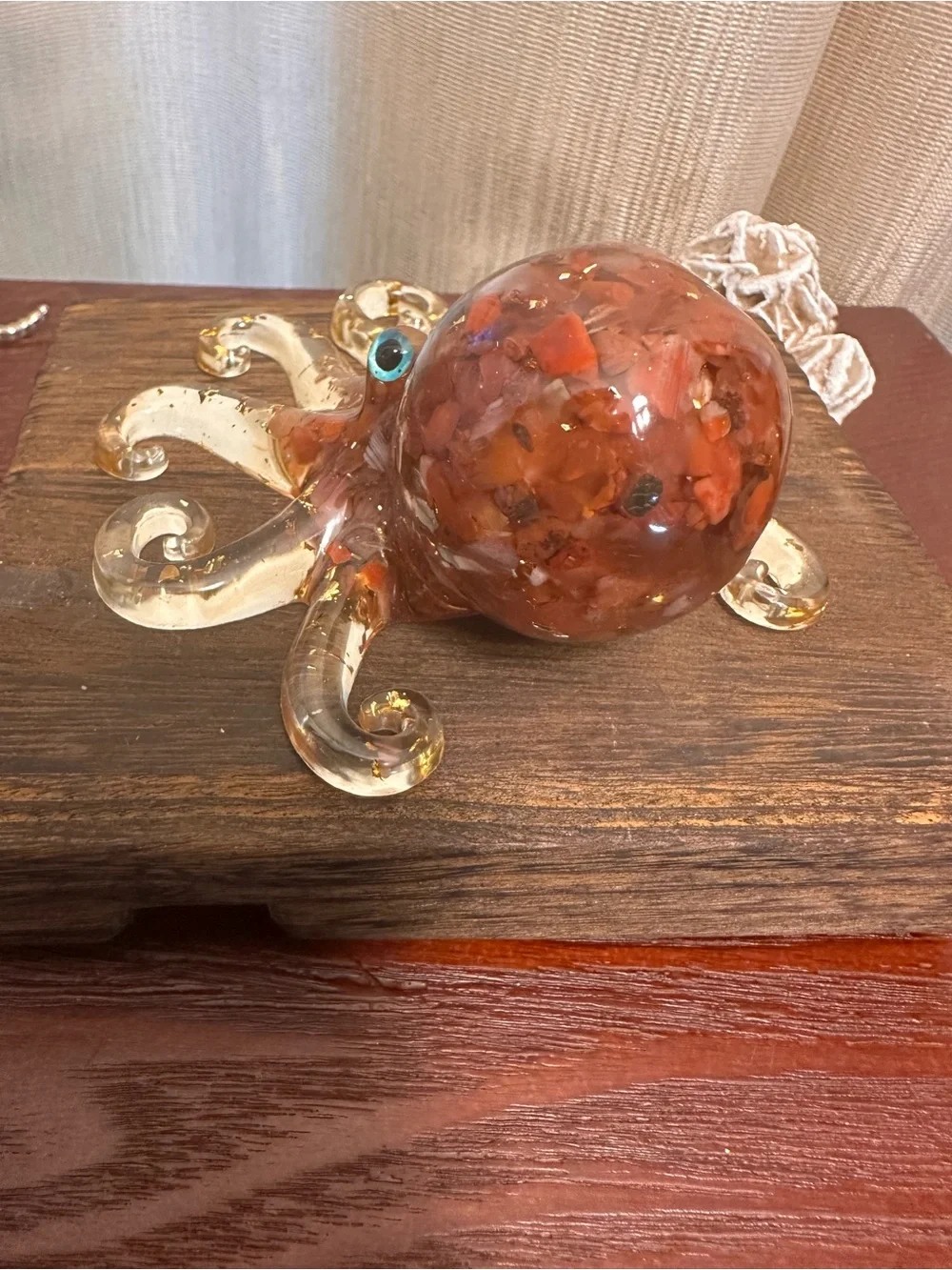 Resin and Red Jasper Crystal Chips Octopus Sculpture - Picture 6 of 12